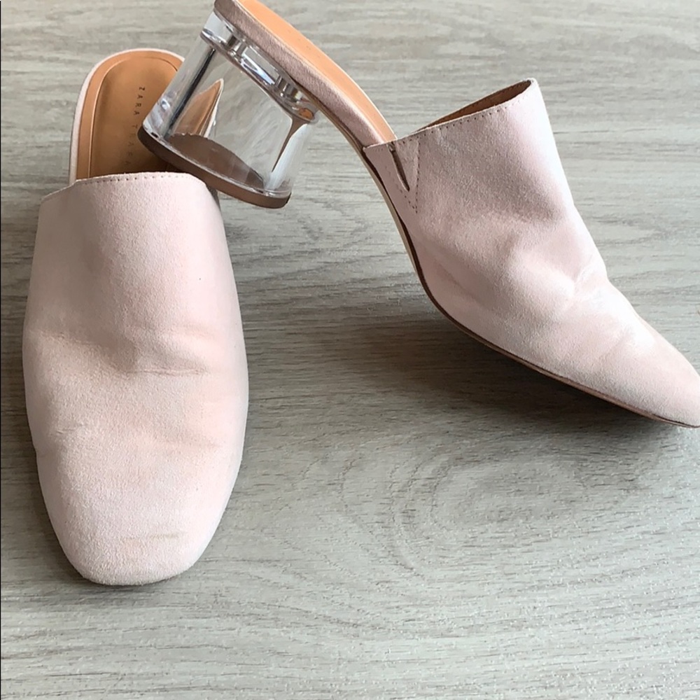 Zara soft pink slide heels